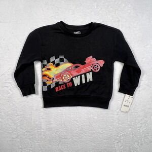 Hot Wheels Toddler Boys Black Race To Win Flame Graphic Sweatshirt 3T